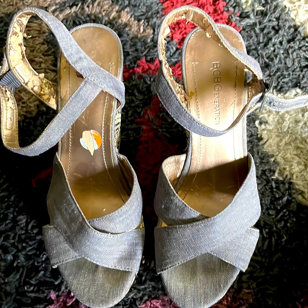 BCBG strapped sandal wedge